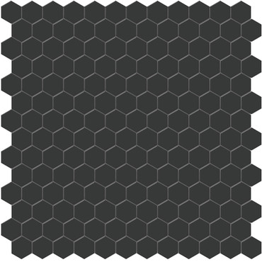Soho Retro Black Matte Glazed Porcelain Hexagon Mosaic 1" (ATO4501-0449-0)
