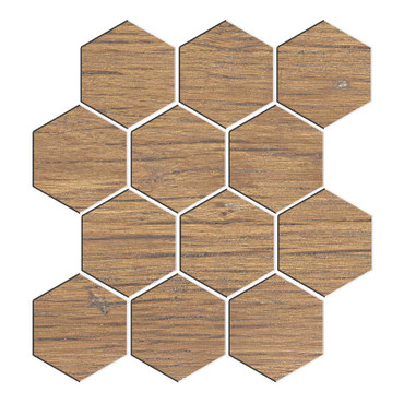 W3 Patin Brown Matte Hexagon Mosaic 12x13