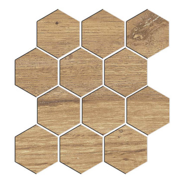 W3 Burl Coffee Matte Hexagon Mosaic 12x13