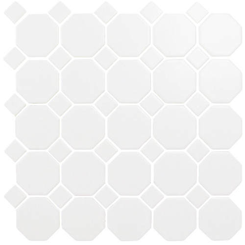 Simple White 1x1 Square Ceramic Mosaic Matte – Tilezz