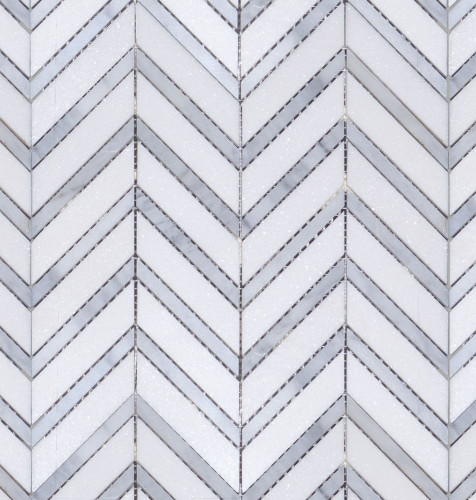 Azul Cielo Thassos And Carrara Striped Chevron Mosaic Tile  Online Tile  Store with Free Shipping on Qualifying Orders