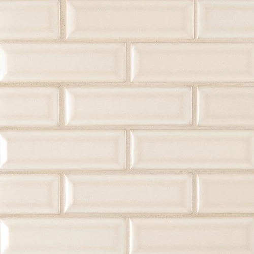 クリームホワイト セミダブルベッド エレガント　W128.5×D212×H110 Dani 1.6x5 Matte Ceramic Tile in Cream