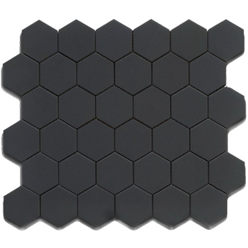 CC Mosaics - Hexagon Black Matte Mosaic 2x2 on 12x12 Sheet (UFCC103-12M)