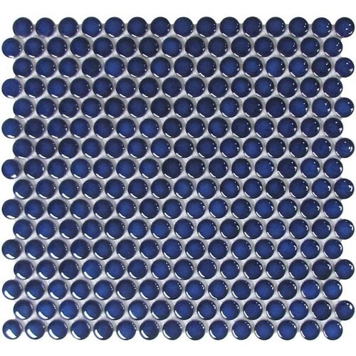 CC Mosaics - Bright Penny Round Cobalt Mosaic 12x12