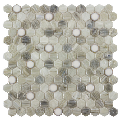 Glassique Brocade Sepia Hexagon Mosaic (ANTHGLBRS)