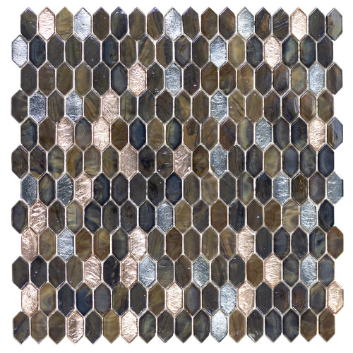 Royal Gems Regal Tigers Eye 0.6x1.2 Picket Mosaic on 12x12 Sheet (ANTHRGRT)