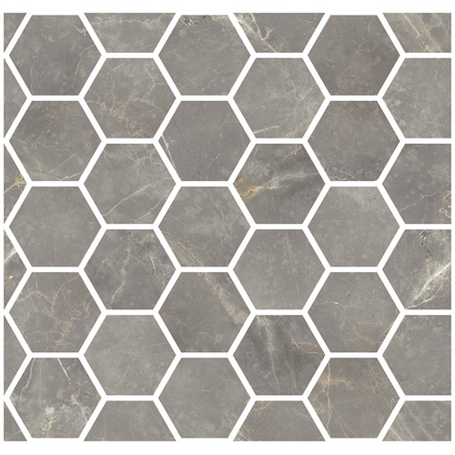 Marmorea Grigio Imperiale Polished 2" Hexagon Mosaic (FIGIH)