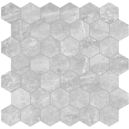 Plata Perla Grigia Polished Porcelain 2 in. Hexagon Mosaic (4501-0413-0)