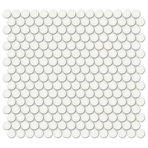 Soho Canvas White Glossy Glazed Porcelain Penny Round Mosaic 3/4" (ATO4501-0263-1)