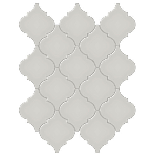 Soho Halo Grey Glossy Glazed Porcelain Arabesque Mosaic 10.43x13.31 (ATO4501-0476-0)