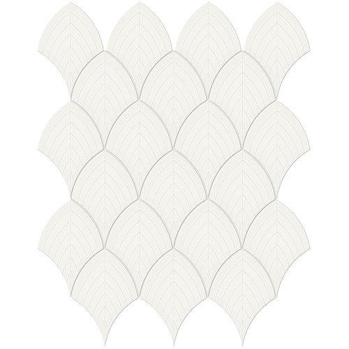 Soho Canvas White Glossy Glazed Porcelain Scallop Mosaic 10.75x13.35 (ATO4501-0512-0)