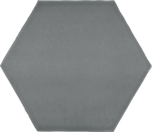 Teramoda Charcoal Glossy Pressed Glazed Ceramic Hexagon 6" (ATO4000-0259-0)