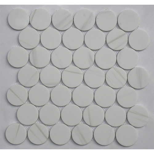 Enameled Glass Bianco Penny Rounds