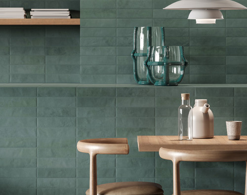 Miniature Cera Verde Foresta Tiled Cafe Room Scene