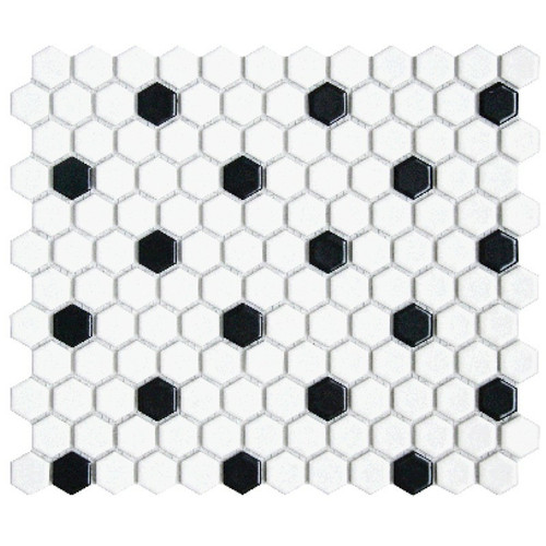 CC Mosaics Matte Hexagon White & Black 1