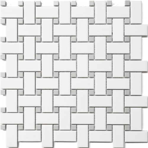 CC Mosaics White & Grey Basket Weave Wave Dot 12x12 Tiles Direct Store