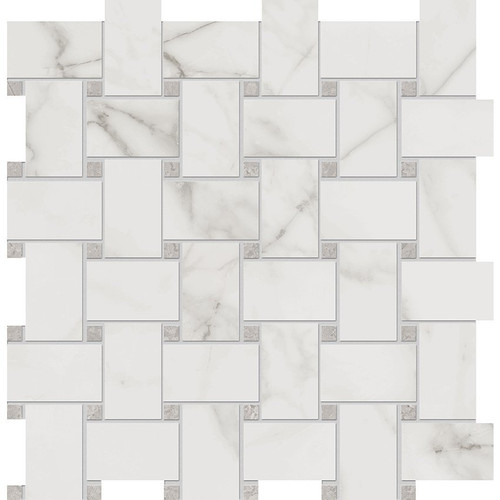Velvet White Matte Porcelain Basketweave 12x12 Sheet - Tiles