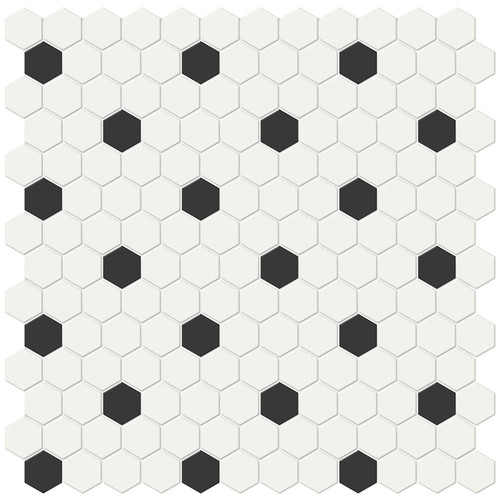 Soho Canvas White w/ Retro Black Matte Glazed Porcelain Hexagon