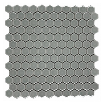 Hexa Hues Light Grey Glossy Mosaic 1"