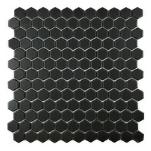 Hexa Hues Black Matte Mosaic 1"