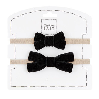 Two pack Baby Black Velvet Bow Headband