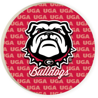 UGA Bulldog mascot car coaster closeup