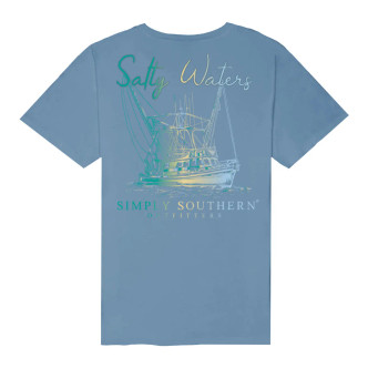 Back of Simply Southern Men's Salty Waters Boat T Shirt