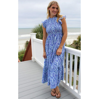 Model wearing Simply Southern Midi Paisley Dress