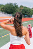 Model wearing Teleties Large Hair Ties UGA