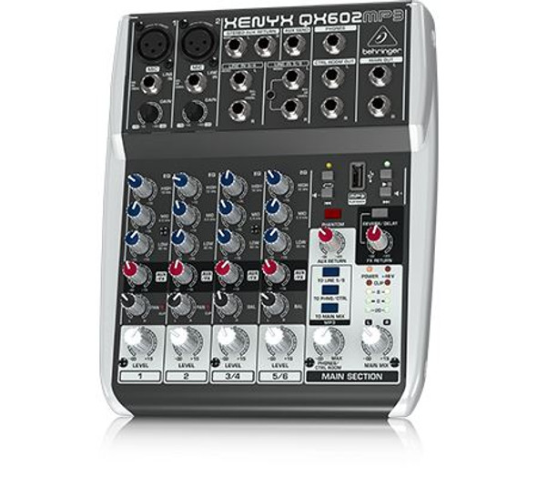 Behringer 6-Input 2-Bus Mixer with XENYX Mic Preamps-British Eqs-MP3 Player-Multi-FX