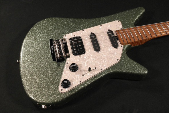 ErnieBall Music Man BFR Albert Lee HSS Seafoam Sparkle Matching Headcap Signed Headstock