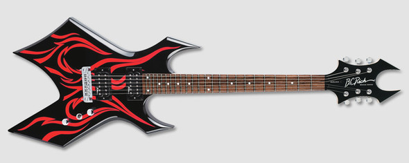 B.C Rich Metal Master Tribal Fire - Black with Red Tribal Fire Grpahic