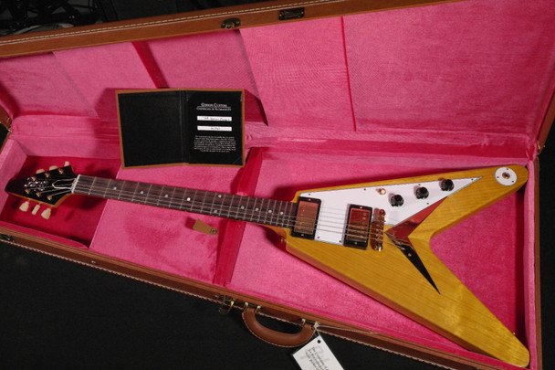 Gibson Custom Shop 1958 Korina Flying V White Pickguard with Case (361)