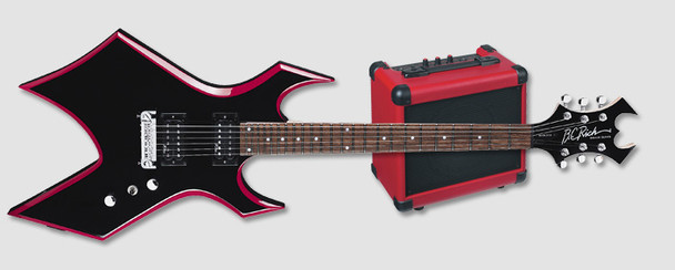 B.C Rich Warlock Pack With Amplifier - Ony with Red Bevels