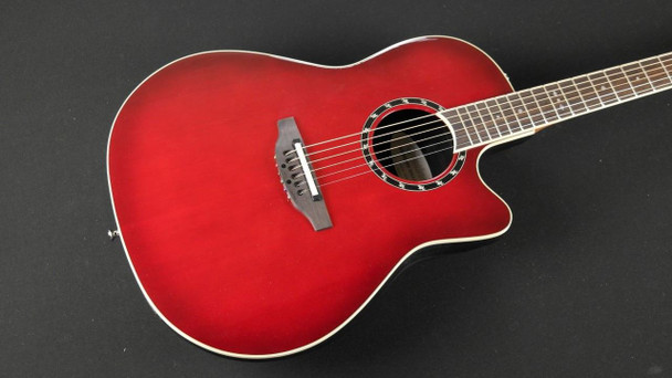Ovation 1861 AX Standard Balladeer Super Shallow Acoustic Electric Guitar, Cherry Cherry Burst (076)