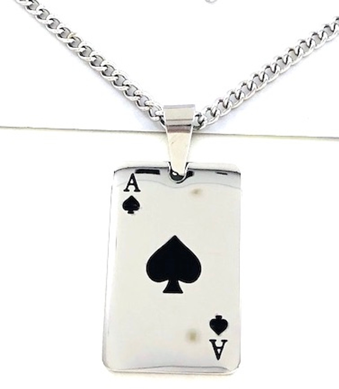 Buy Ace Pendant Necklace for Men, Ace Playing Card Necklace, Ace Poker Card  Necklace with Chain, Ace Of Spades Pendant, Stainless Steel Chain, Gambling  Casino Jewelry Gift for Men Boys, Metal, not