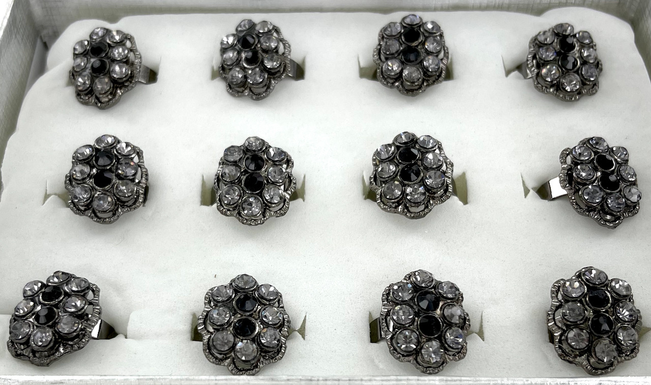 Wholesale Hematite Crystal Fashion Rings by the Dozen Crystal Clusters