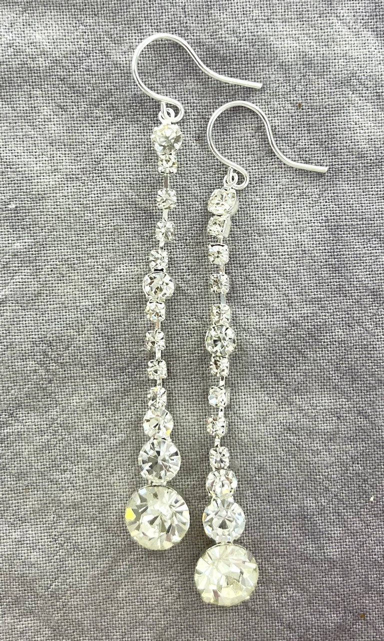 NEW Silver Long Crystal Chandelier Earring,silver Rhodium Crystal Clear  Long Rhinestone Drop,stud Post,bridal Wedding Earrings,dangle,large - Etsy