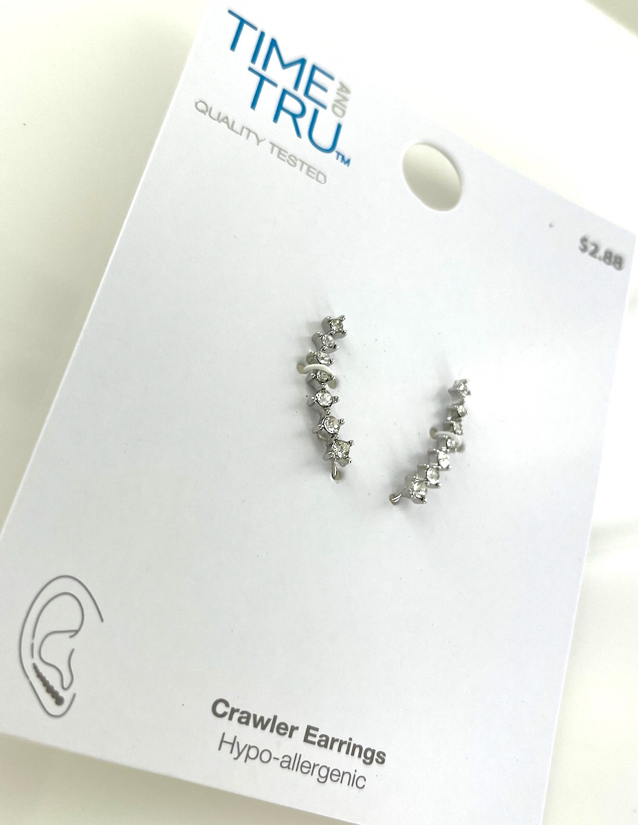 Wholesale Retail Ready Earrings by the Dozen Time Tru Silver Crawlers