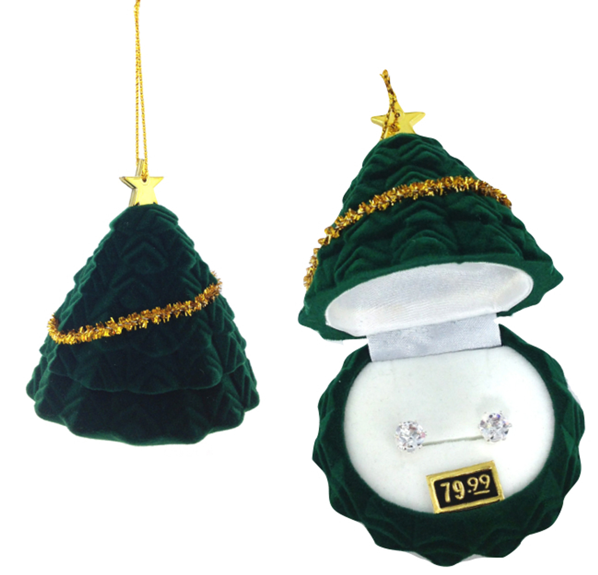 New glass bauble box Wholesale CZ Earrings in Christmas Tree Gift Box