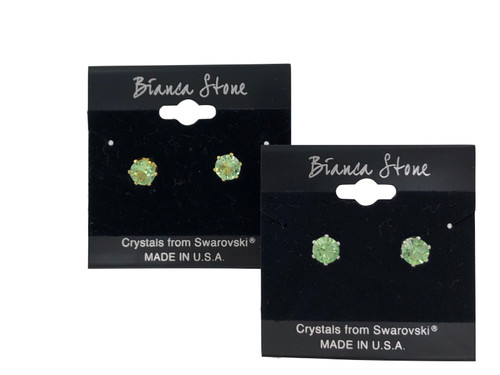 Bianca Stone Stud Earrings : Made with Swarovski Crystal : Peridot