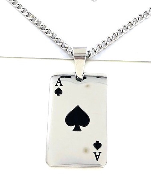 Wholesale Titanium Plated Steel Necklace - Ace of Spades