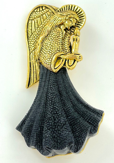 Wholesale Textured Angel Pin by the Dozen - Black & Gold