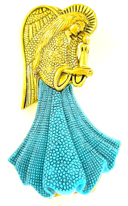 Wholesale Textured Angel Pin by the Dozen - Turquoise & Gold