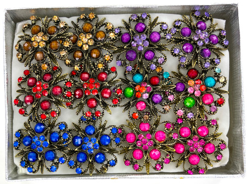 Wholesale Adjustable Fashion Rings by the Dozen - Bright Bursting Flowers 