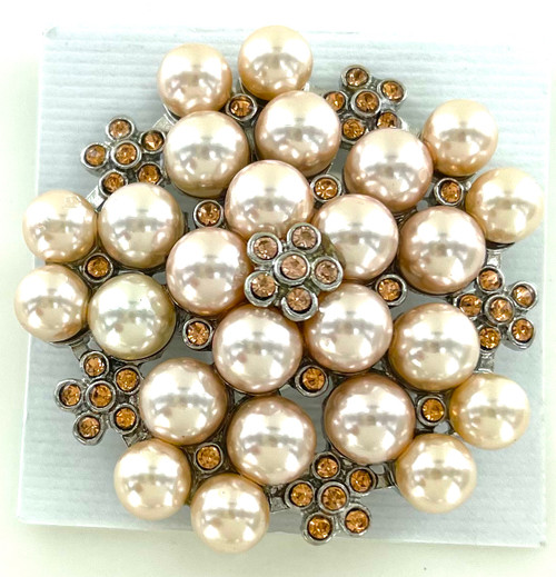 Wholesale Fashion Broach - Taupe Pearl Cluster