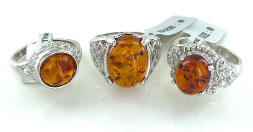 Wholesale Amber Ring Closeout - 1 Lot Available of 20 Rings