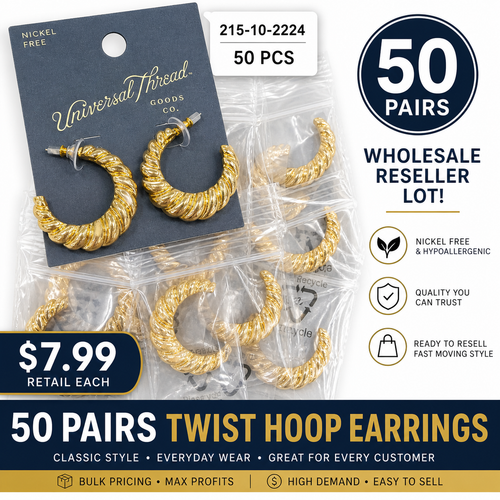 Wholesale Hoop Earrings 50 Pack - Croissant