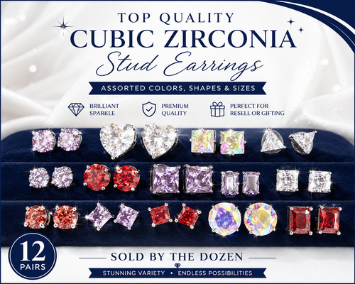 Wholesale Cubic Zirconia Stud Earrings by the Dozen