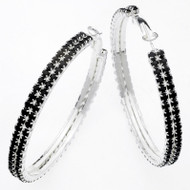 Austrian Crystal Hoop Earrings : Jet Black